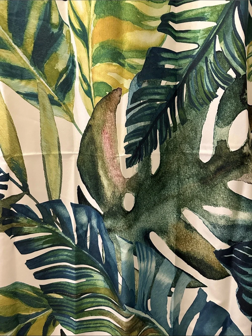 Botanical Tropical Leaf Shower Curtain - Green